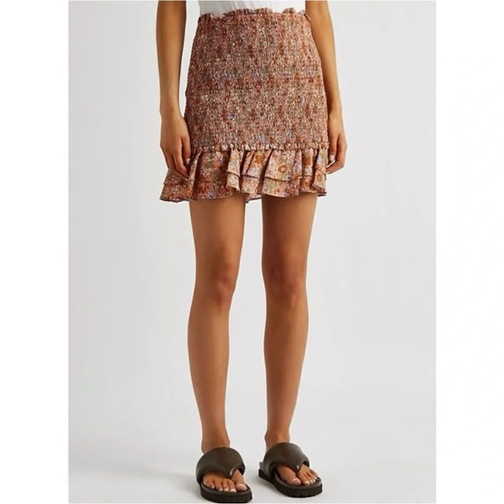 Veronica Beard Melodie Miniskirt in Coral Floral